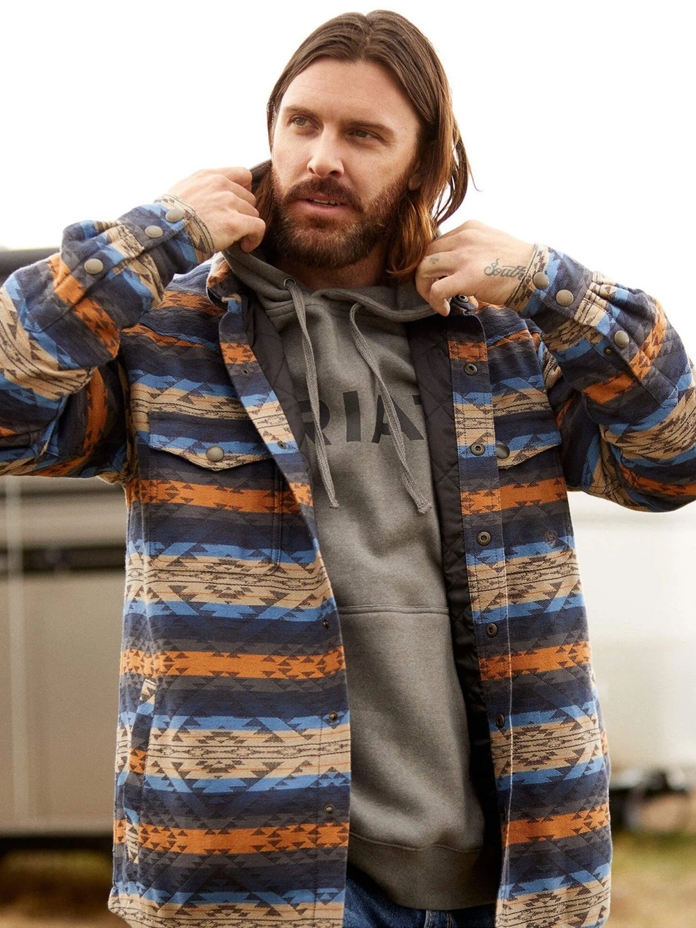 Ariat Retro Fit Aztec Iron Heather Hartland Shirt Jacket